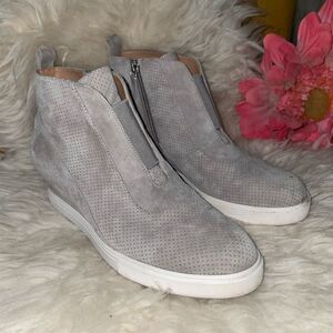 Linea Paola Felicia Suede Wedge Sneaker Bootie Gray 8